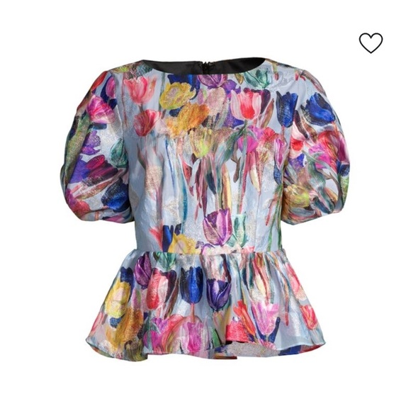 MILLY Bennet Peplum Blouse M - Picture 10 of 10